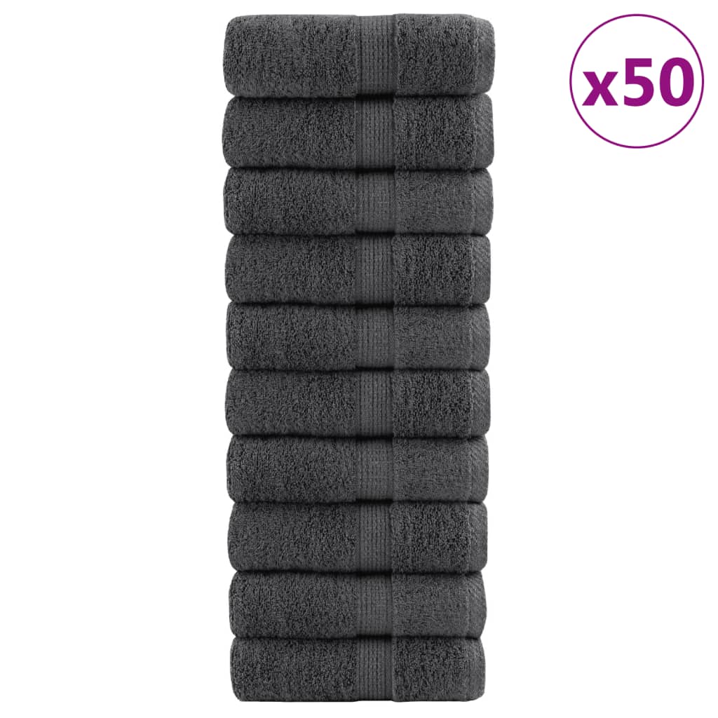 vidaXL Toalhas de bidé premium SOLUND 50pcs 30x50cm 600 gsm antracite