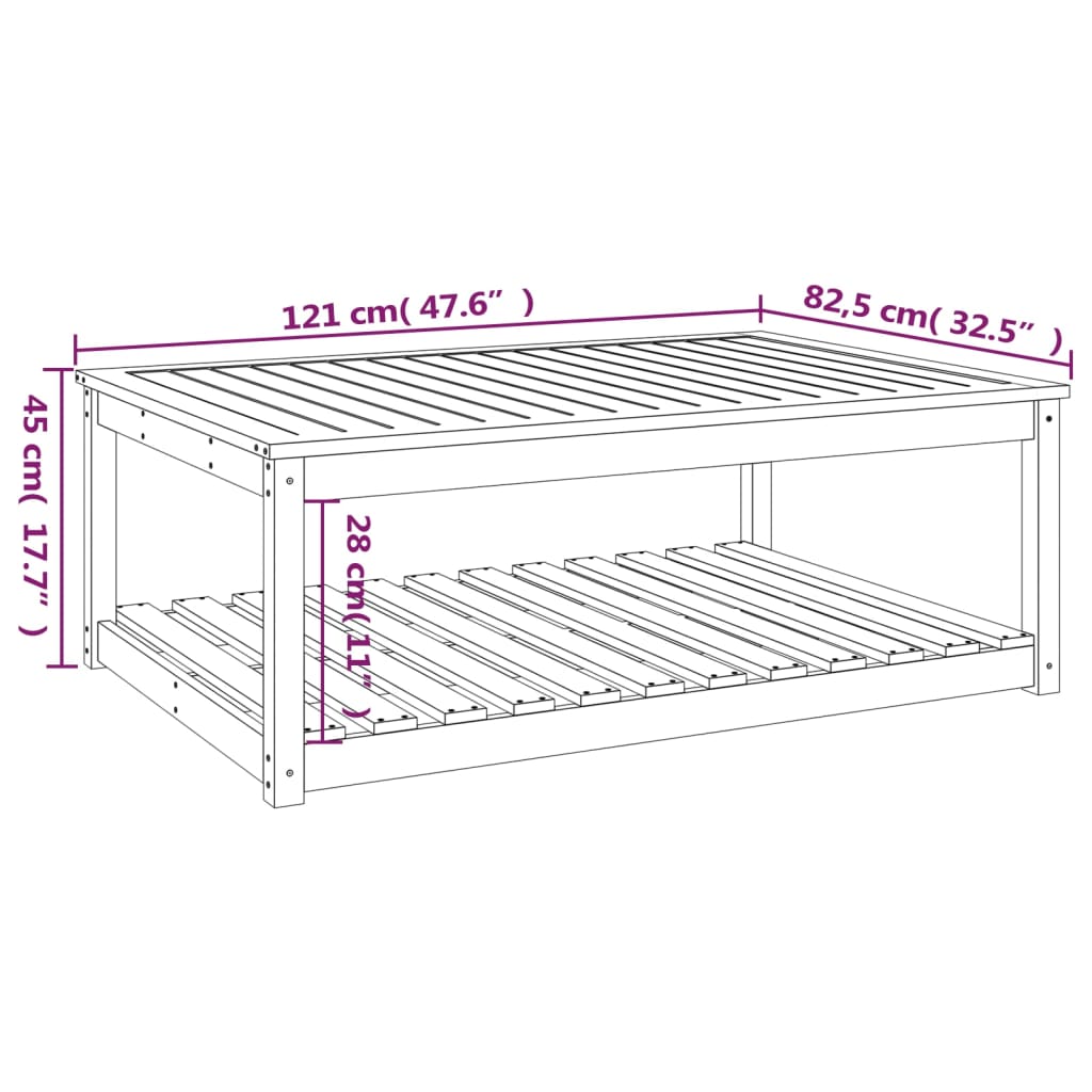 vidaXL Mesa de jardim 121x82,5x45 cm madeira de douglas maciça