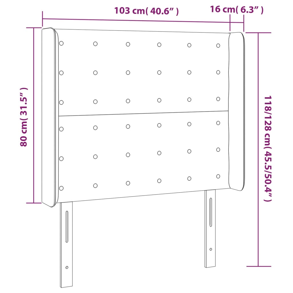 vidaXL Cabeceira de cama c/ luzes LED veludo 103x16x118/128 cm rosa