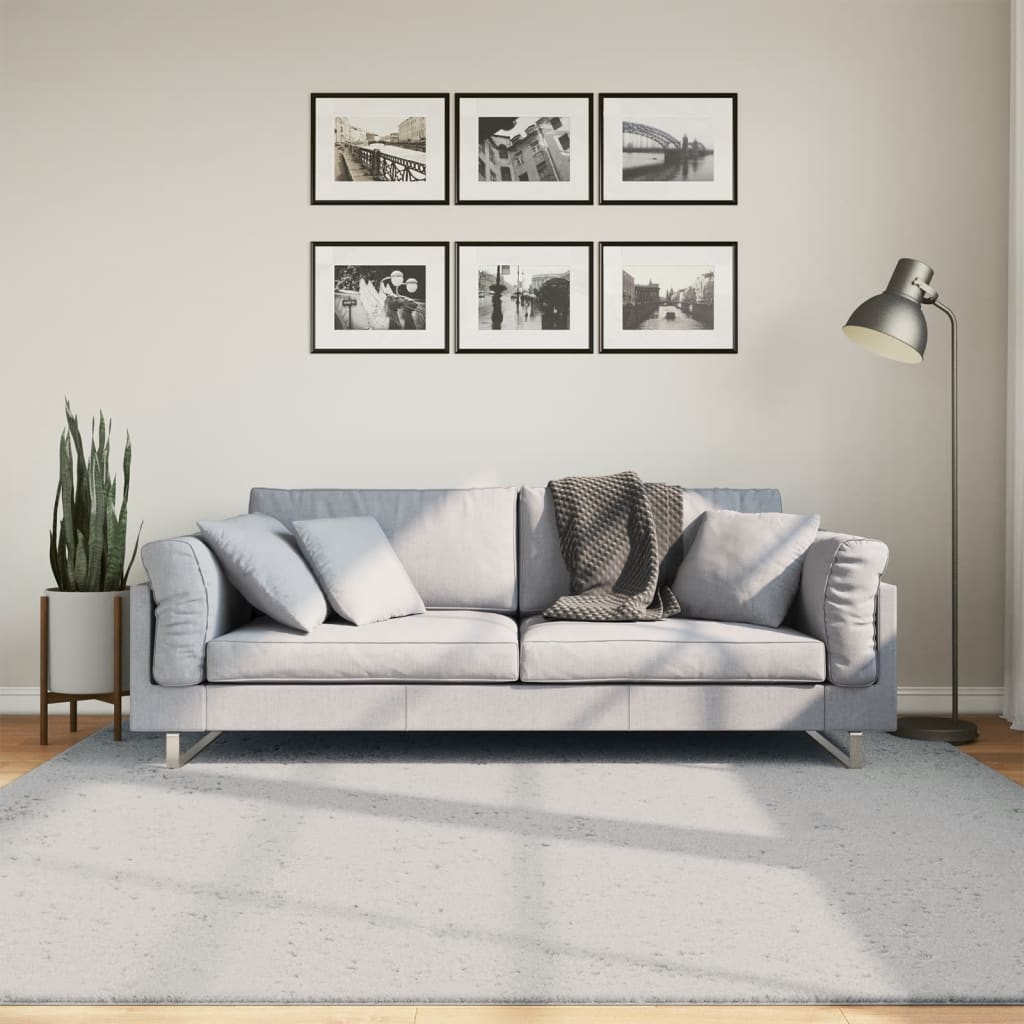 vidaXL Tapete pelo curto macio e lavável HUARTE 200x200 cm cinzento