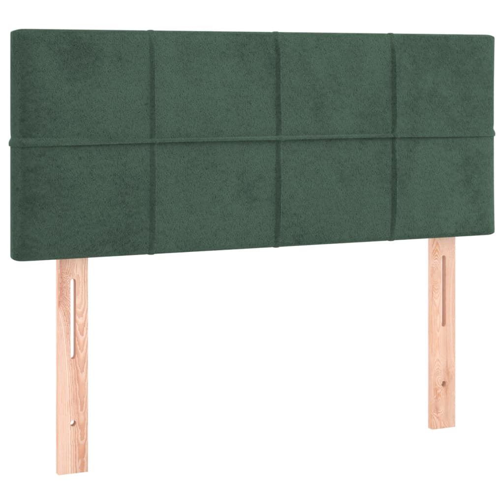 vidaXL Cabeceira de cama c/luzes LED veludo 100x5x78/88cm verde-escuro