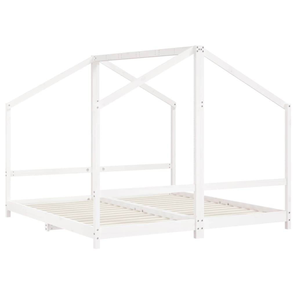 vidaXL Estrutura de cama infantil 2x(90x190) cm pinho maciço branco