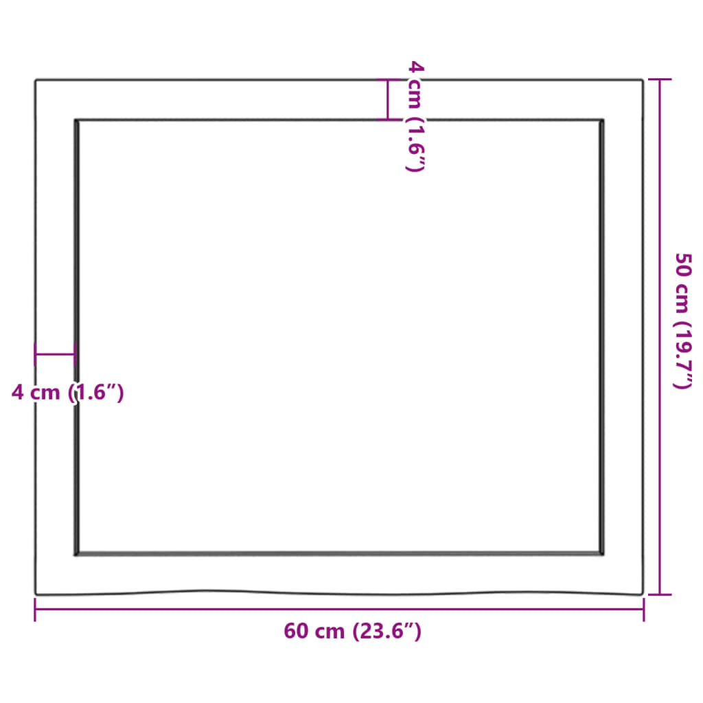 vidaXL Bancada p/ WC 60x50x(2-6)cm madeira tratada maciça castanho