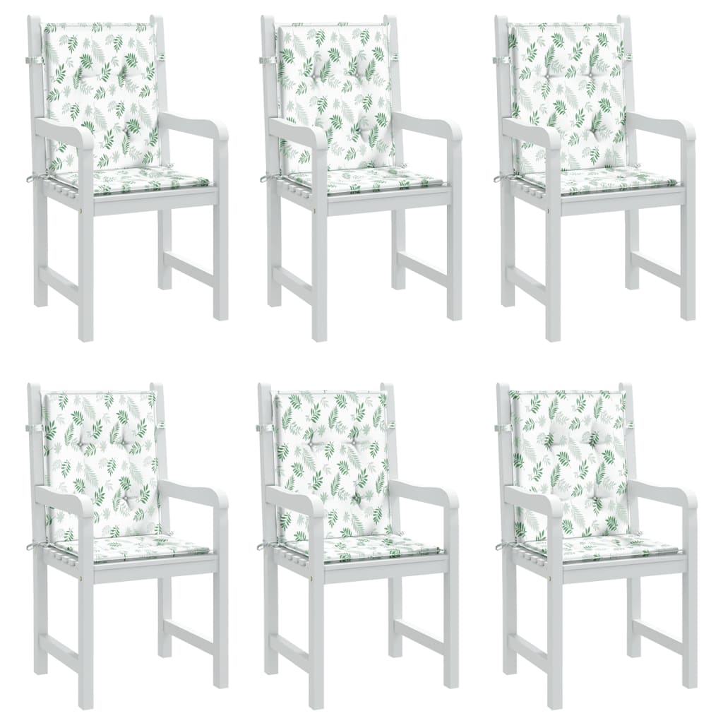 vidaXL Almofadões cadeira de encosto baixo 6 pcs tecido padrão folhas