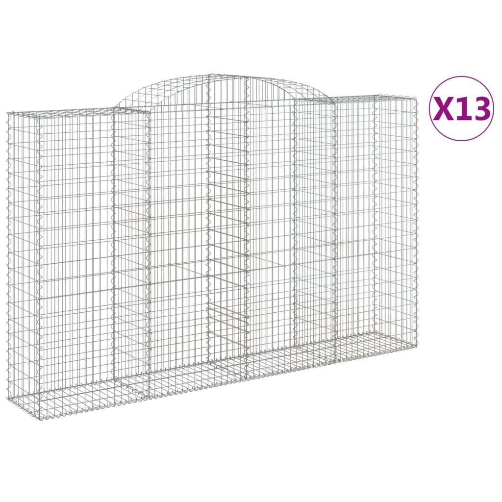 vidaXL Cestos gabião arqueados 13 pcs 300x50x180/200 ferro galvanizado