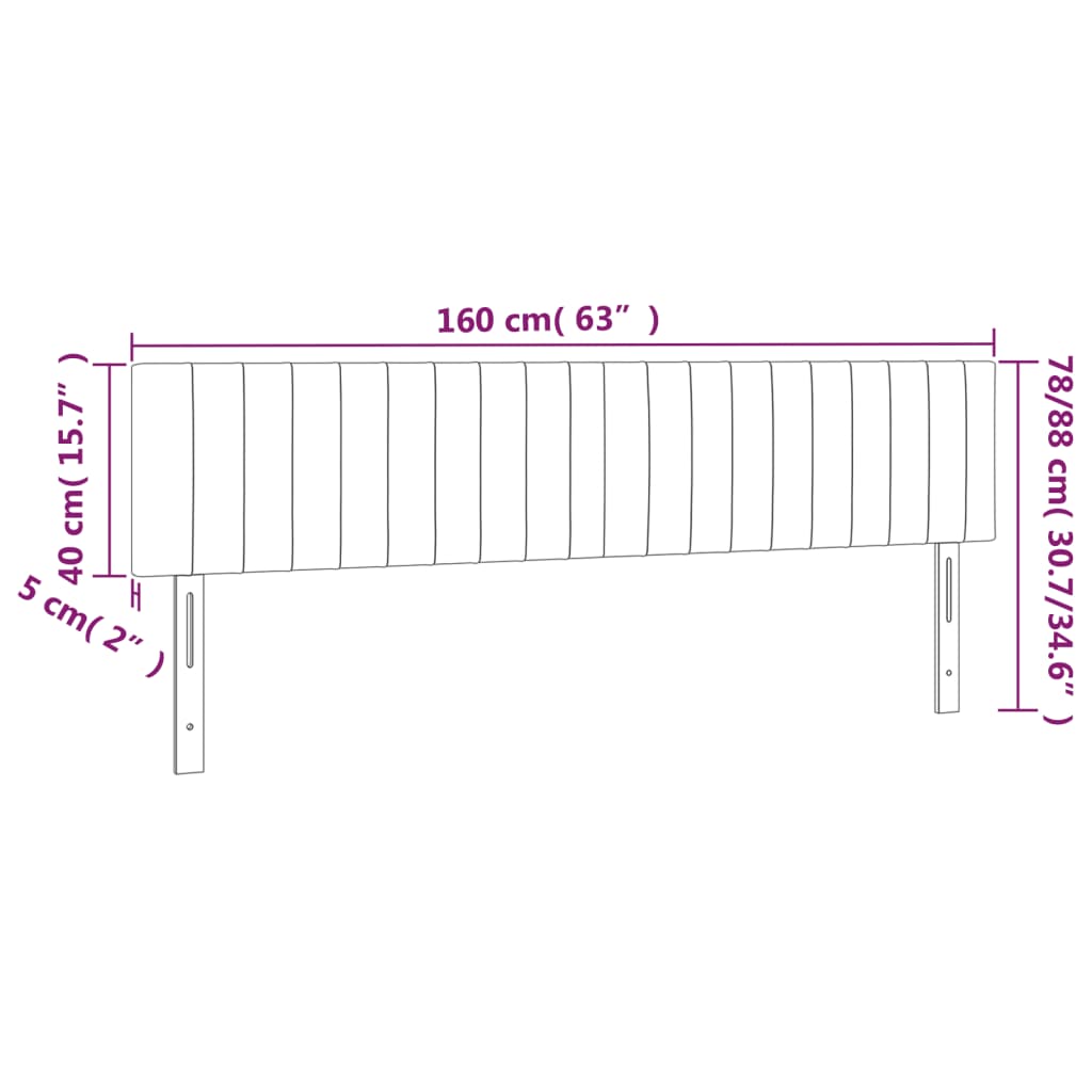 vidaXL Cabeceira de cama 2 pcs tecido 80x5x78/88 cm cinzento-escuro