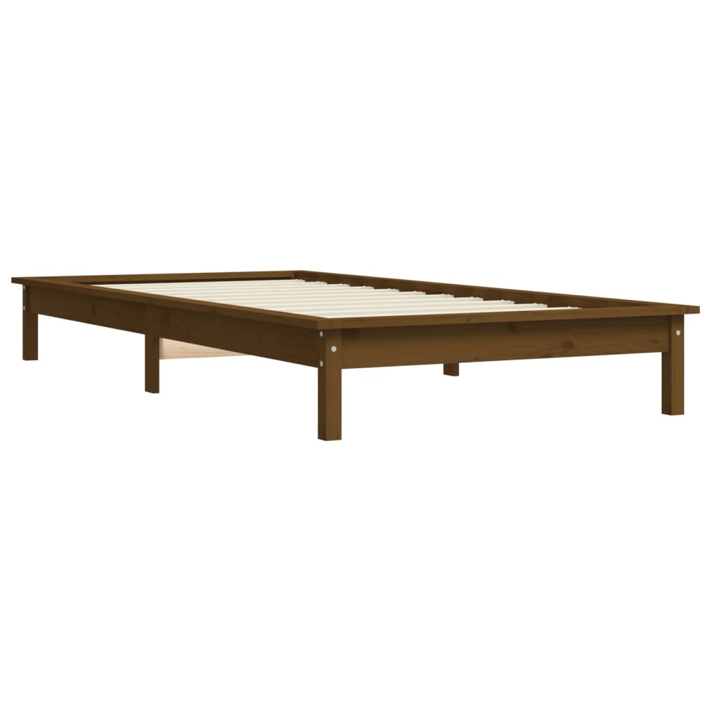 vidaXL Estrutura de cama 90x200cm madeira de pinho maciça castanho mel