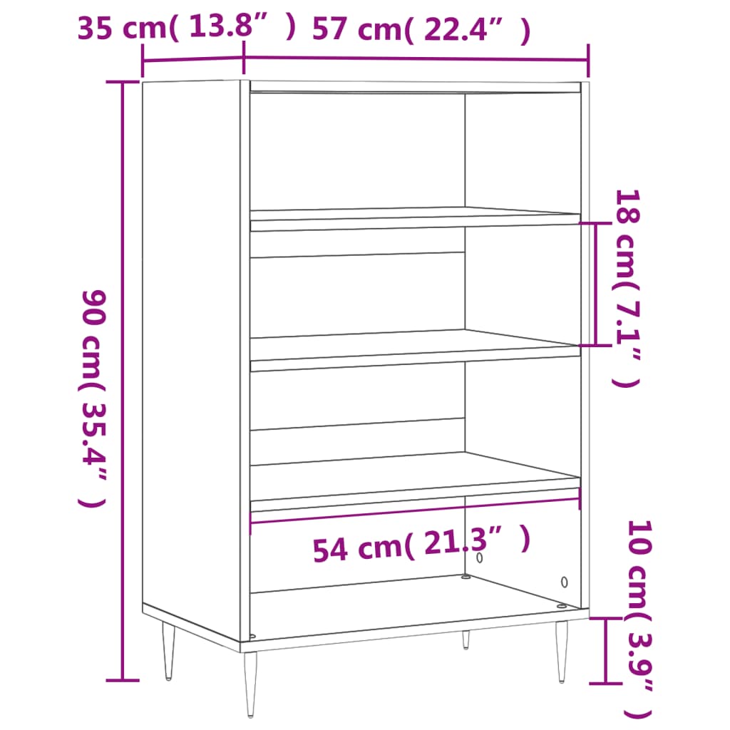 vidaXL Armário alto 57x35x90 cm derivados de madeira branco