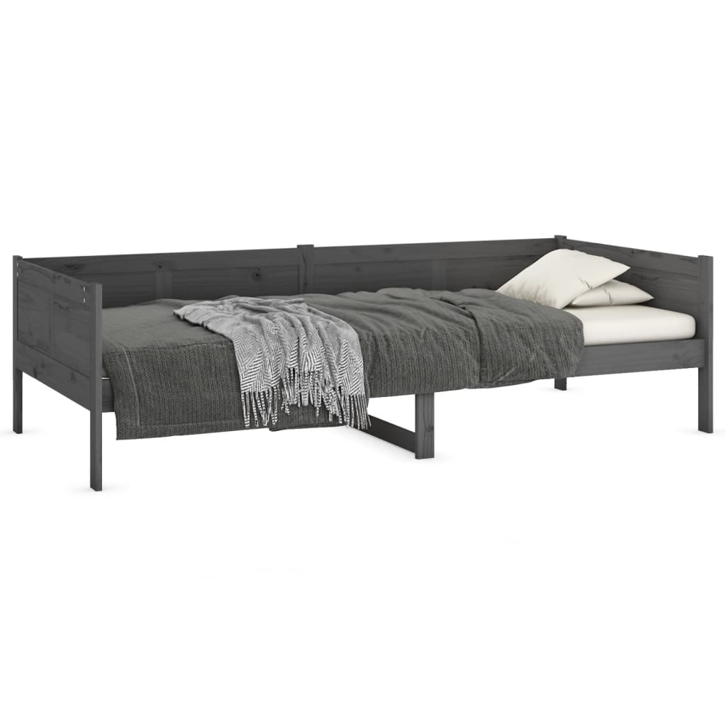 vidaXL Sofá-cama 90x200 cm madeira de pinho maciça cinzento