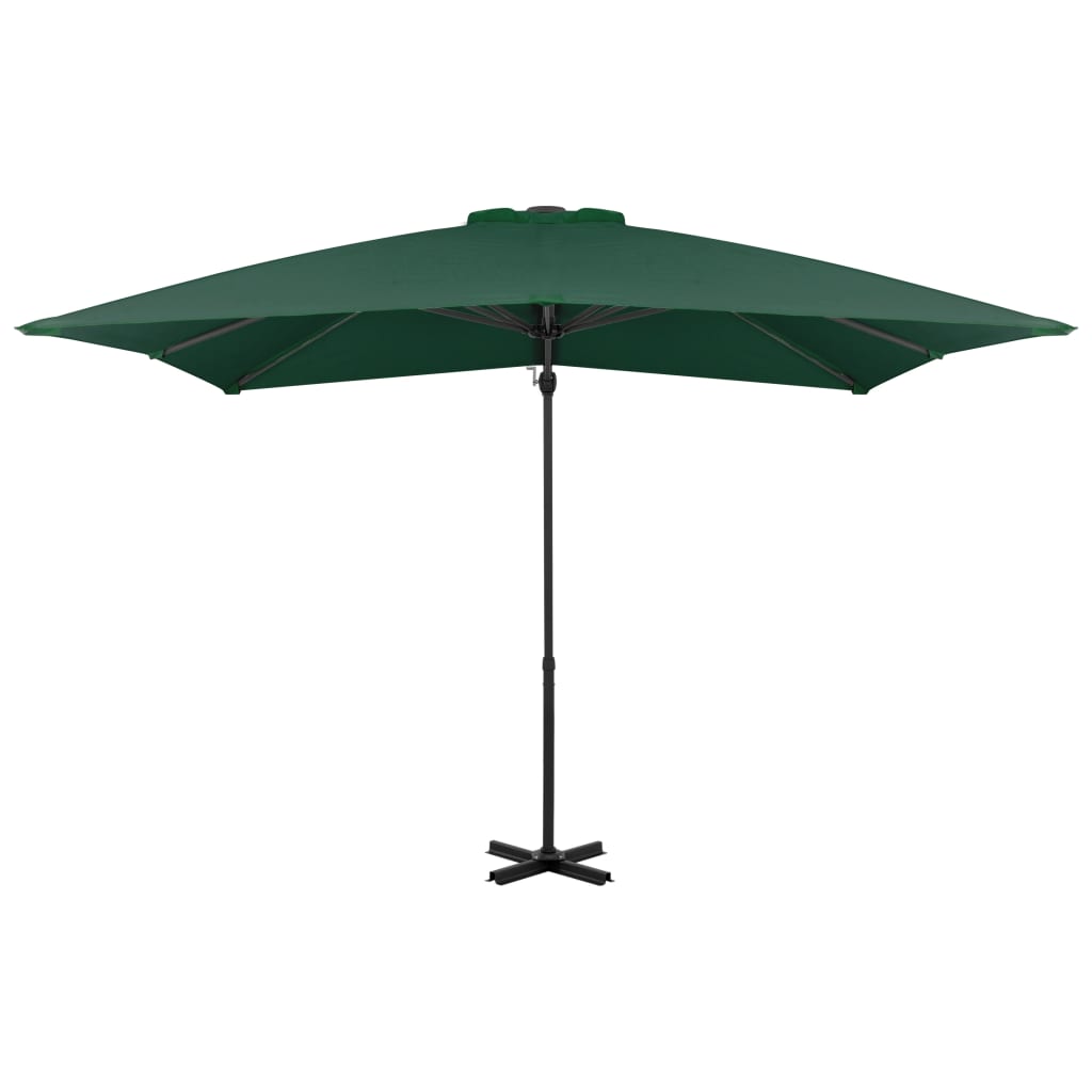 vidaXL Guarda-sol cantilever com poste alumínio 250x250 cm verde