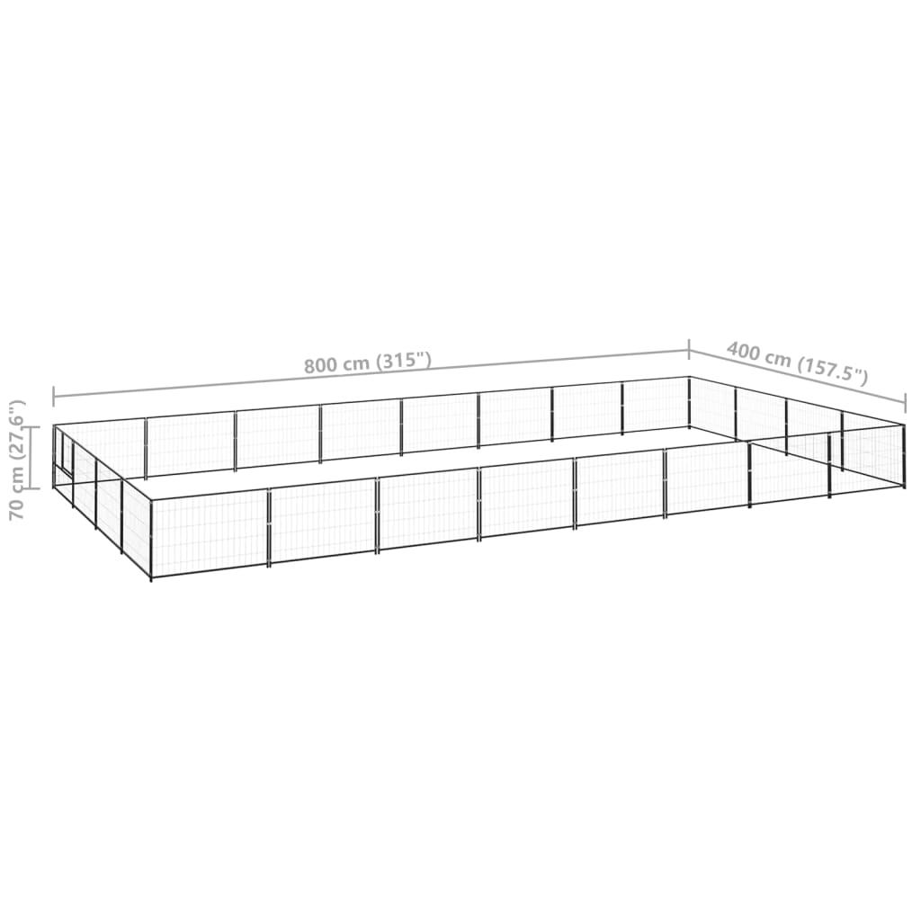 vidaXL Canil para cães 32 m² aço preto