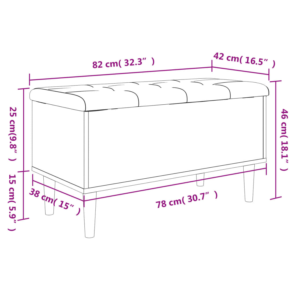 vidaXL Banco de arrumação 82x42x46cm derivados madeira cinzento sonoma