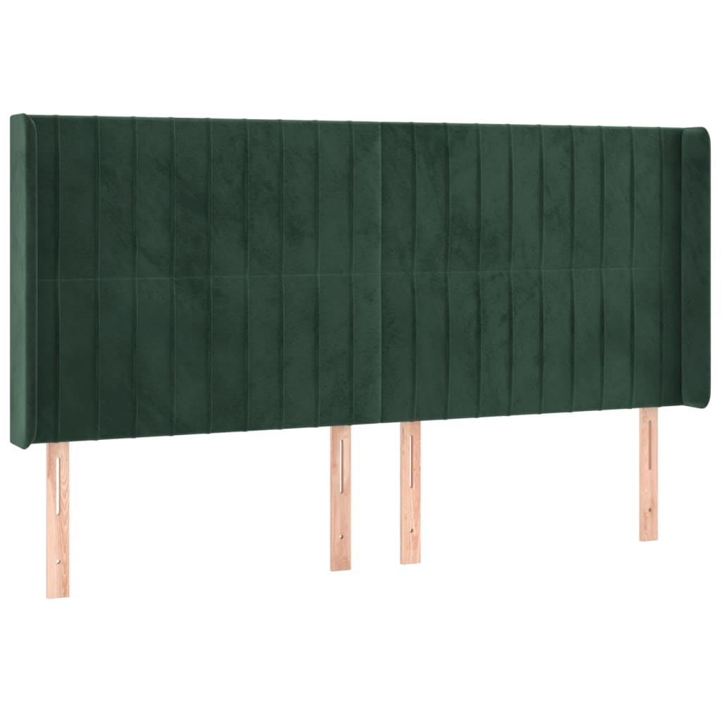 vidaXL Cama box spring c/ colchão/LED 160x200 cm veludo verde-escuro