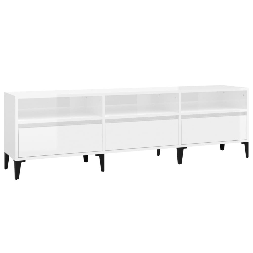 vidaXL Móvel p/ TV 150x30x44,5 cm derivados madeira branco brilhante