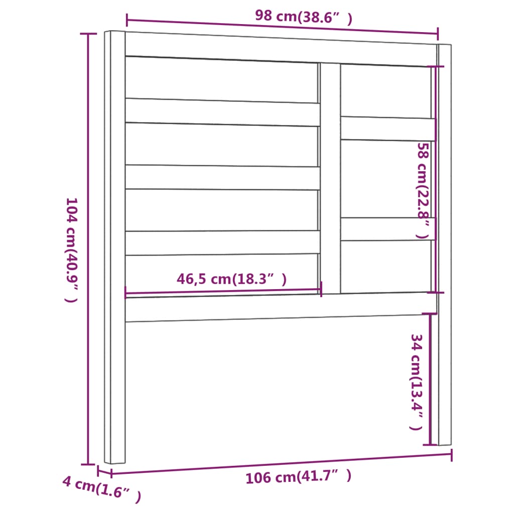 vidaXL Cabeceira de cama 106x4x104 cm pinho maciço castanho mel