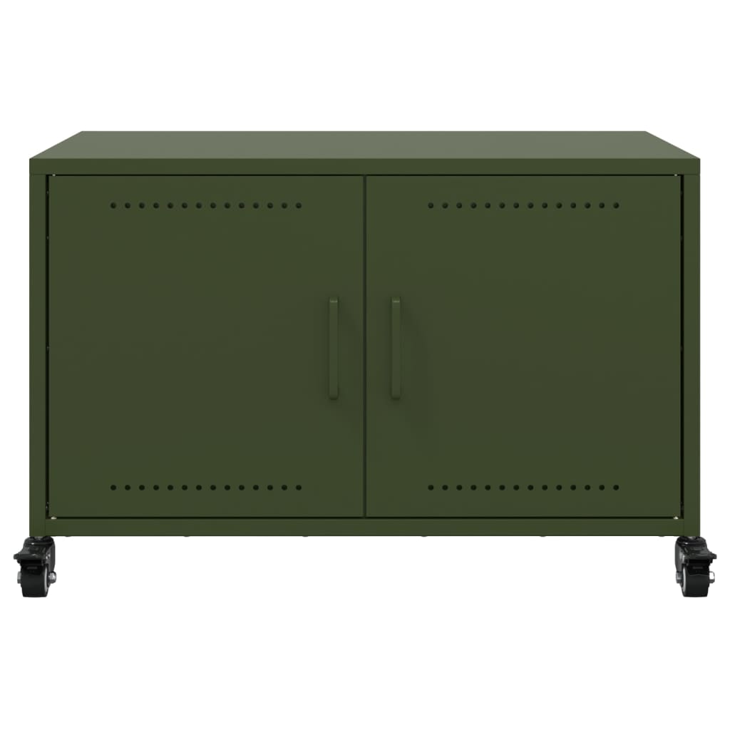 vidaXL Móvel de TV 68x39x43,5 cm aço verde azeitona