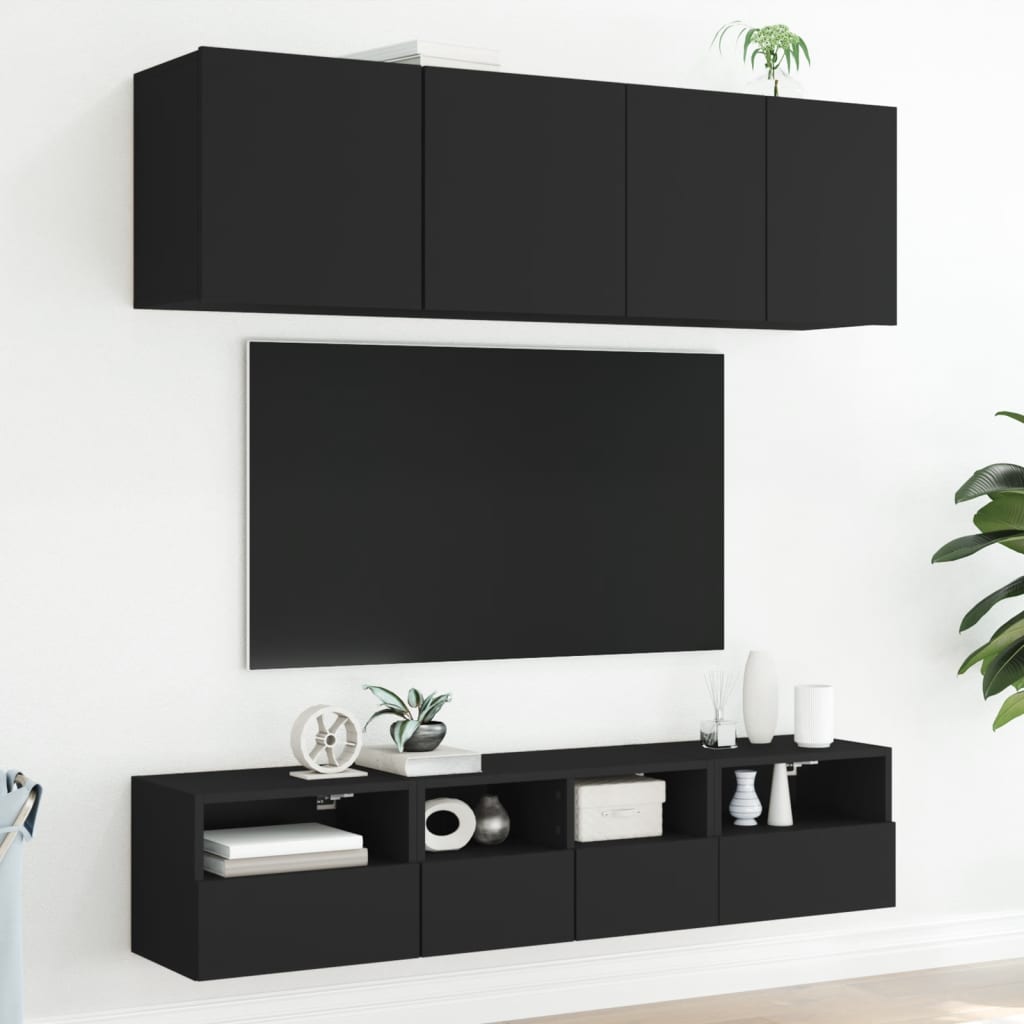 vidaXL Móveis de parede p/ TV 2 pcs 40x30x30cm derivados madeira preto