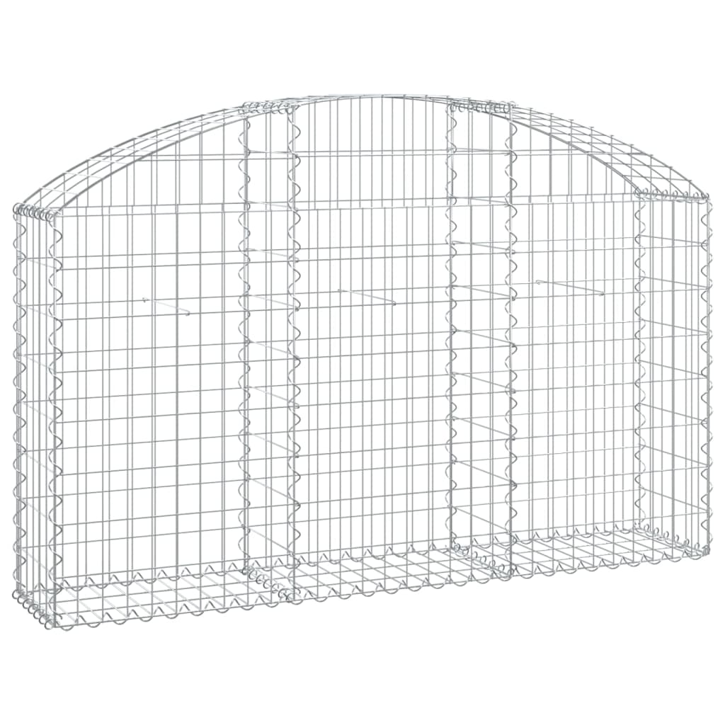 vidaXL Cesto gabião arqueado 150x30x80/100 cm ferro galvanizado