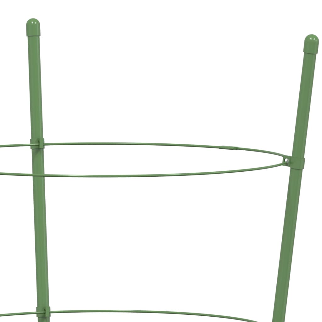 vidaXL Suportes p/ plantas de jardim c/ 3 anéis 5 pcs 60 cm aço verde