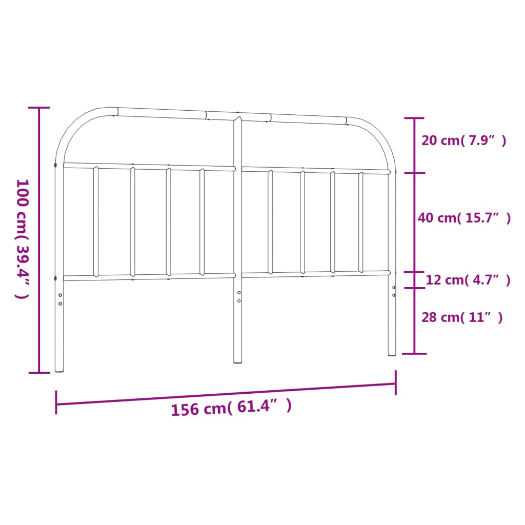 vidaXL Cabeceira de cama 150 cm metal branco