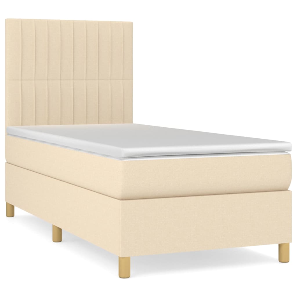 vidaXL Cama com molas/colchão 90x200 cm tecido cor crème