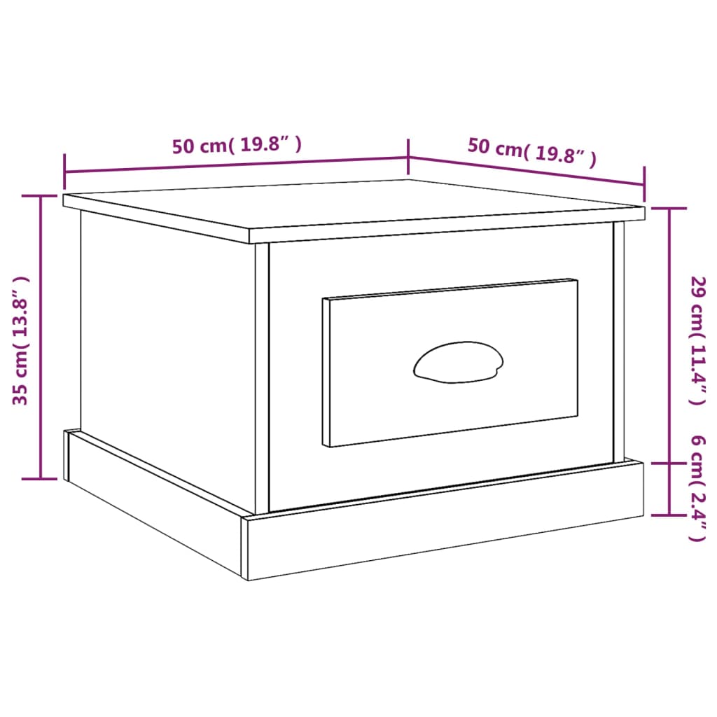 vidaXL Mesa de centro 50x50x35 cm derivados madeira carvalho castanho