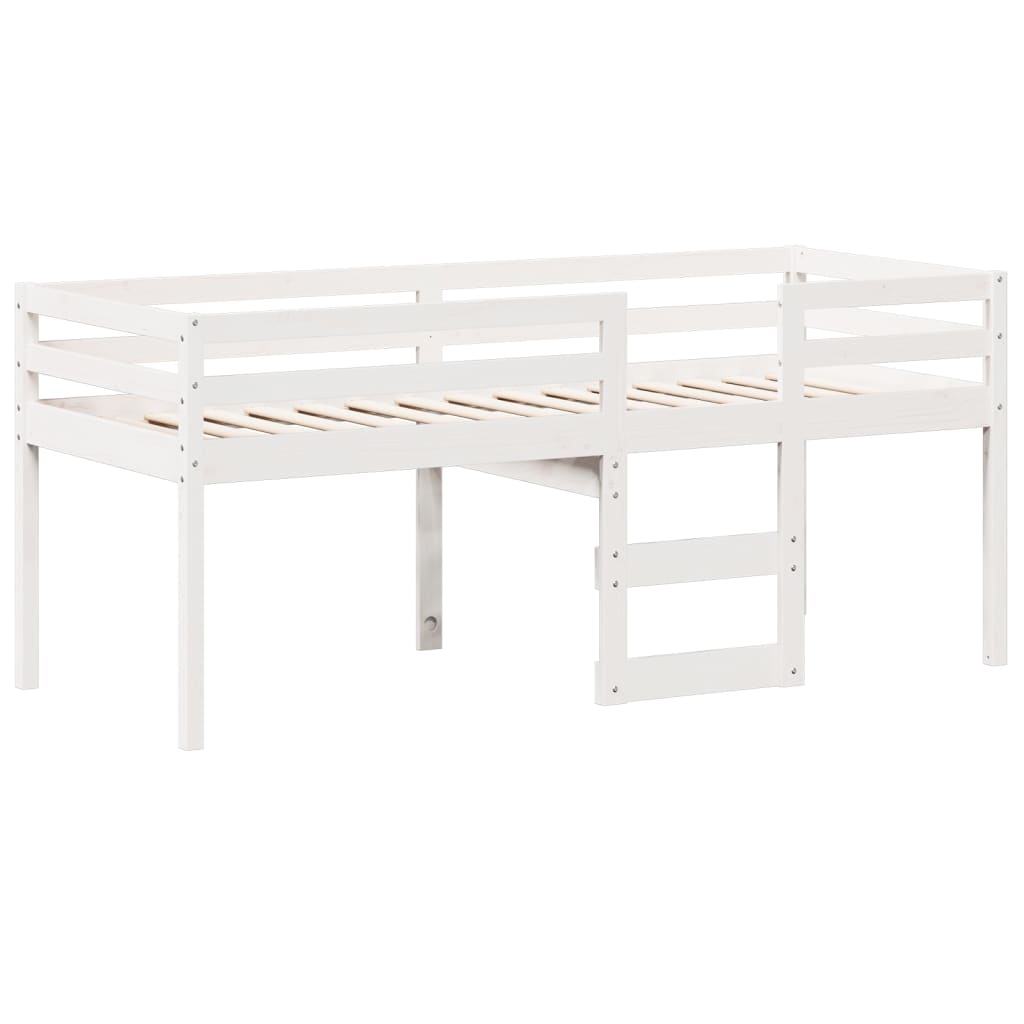 vidaXL Cama alta com telhado 75x190 cm pinho maciço branco