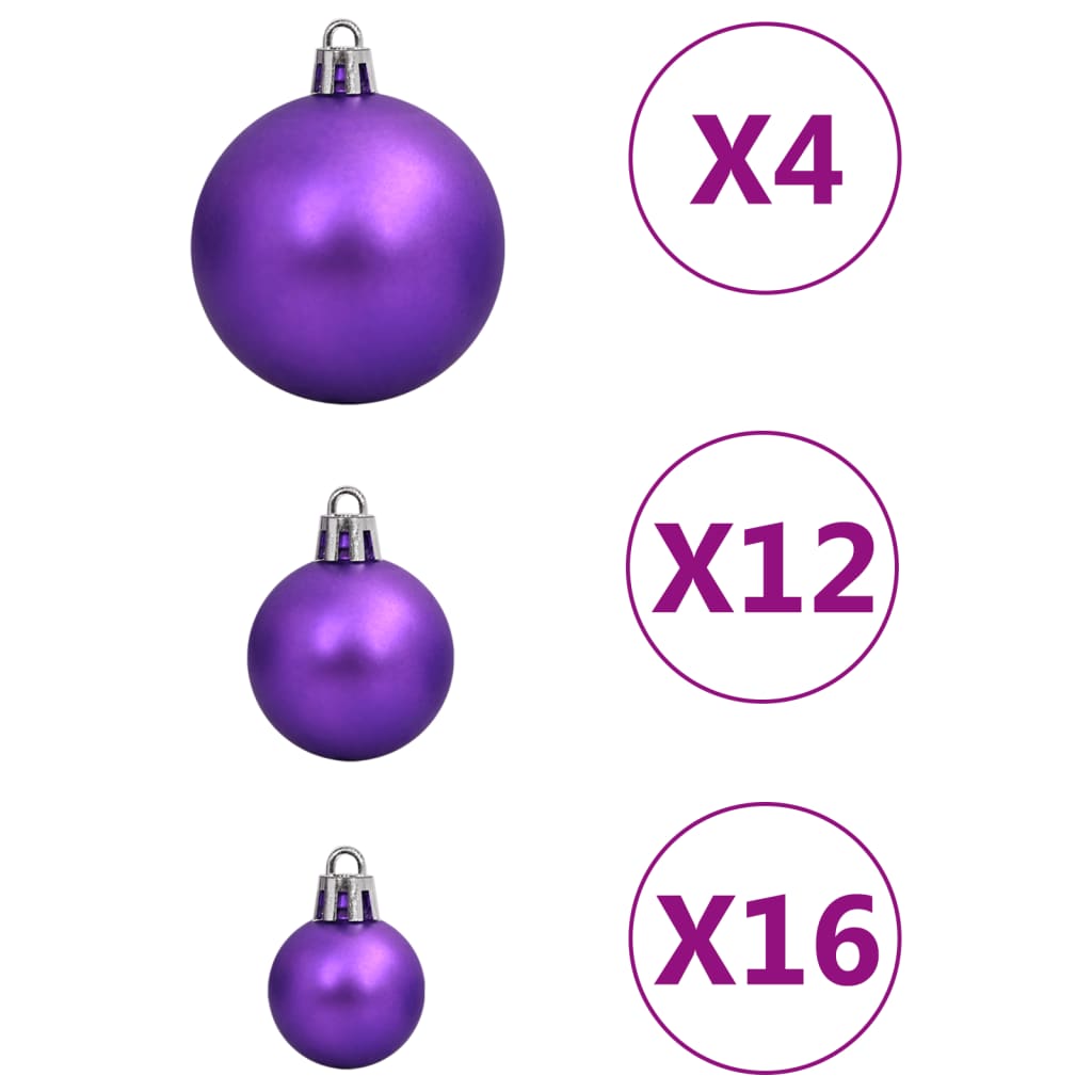 vidaXL 111 pcs conjunto de enfeites de Natal poliestireno roxo