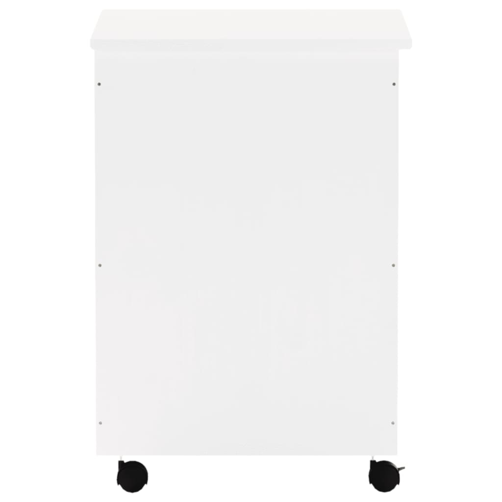 vidaXL Cesto de roupa com rodas RANA 45x45x64 cm pinho maciço branco