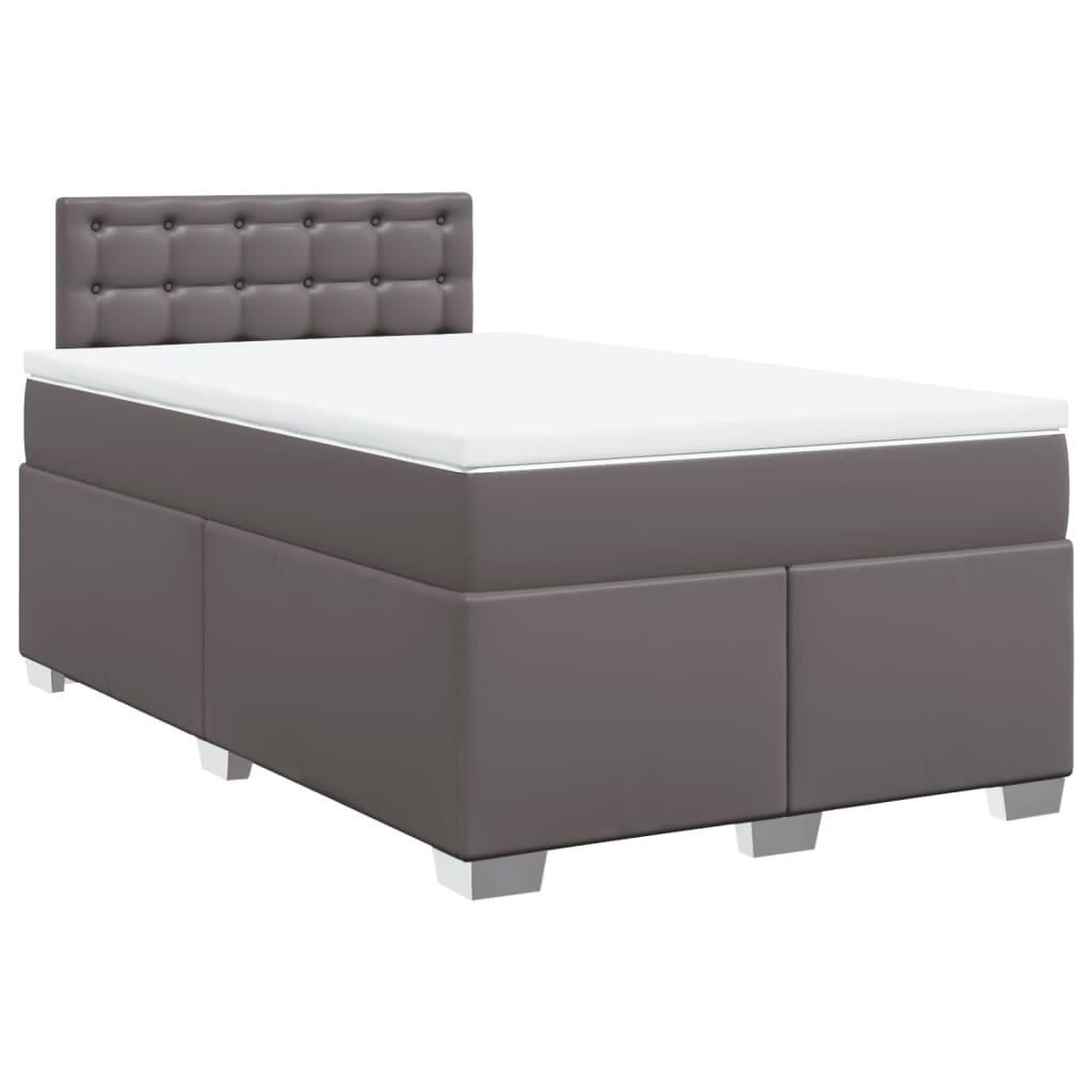 vidaXL Cama boxspring com colchão 120x190 cm couro artificial cinzento