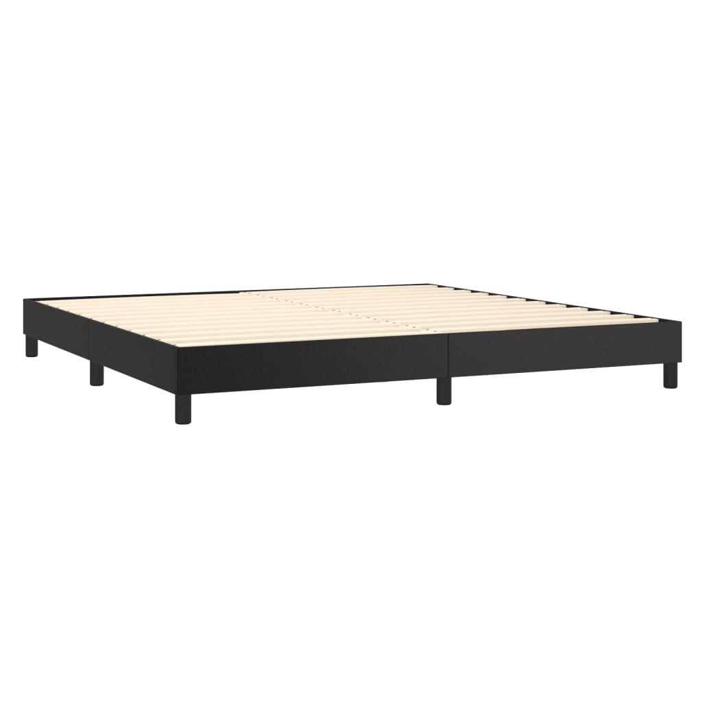 vidaXL Cama com molas/colchão 200x200 cm couro artificial preto