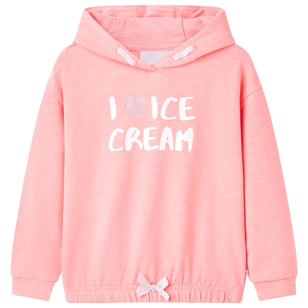 Sweatshirt para criança com capuz rosa-brilhante 116