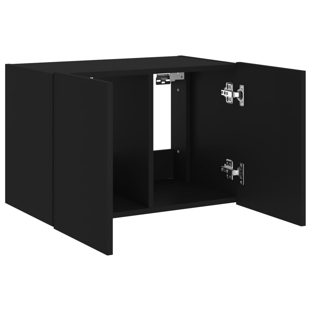 vidaXL Móvel de parede para TV com luzes LED 60x35x41 cm preto