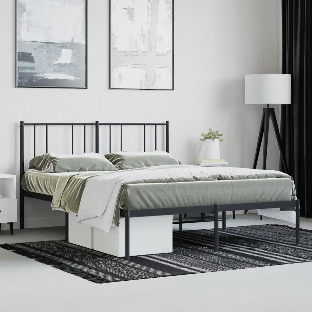 vidaXL Estrutura de cama com cabeceira 160x200 cm metal preto