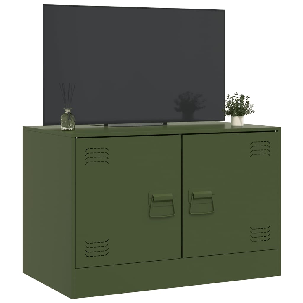 vidaXL Móvel de TV 67x39x44 aço verde azeitona