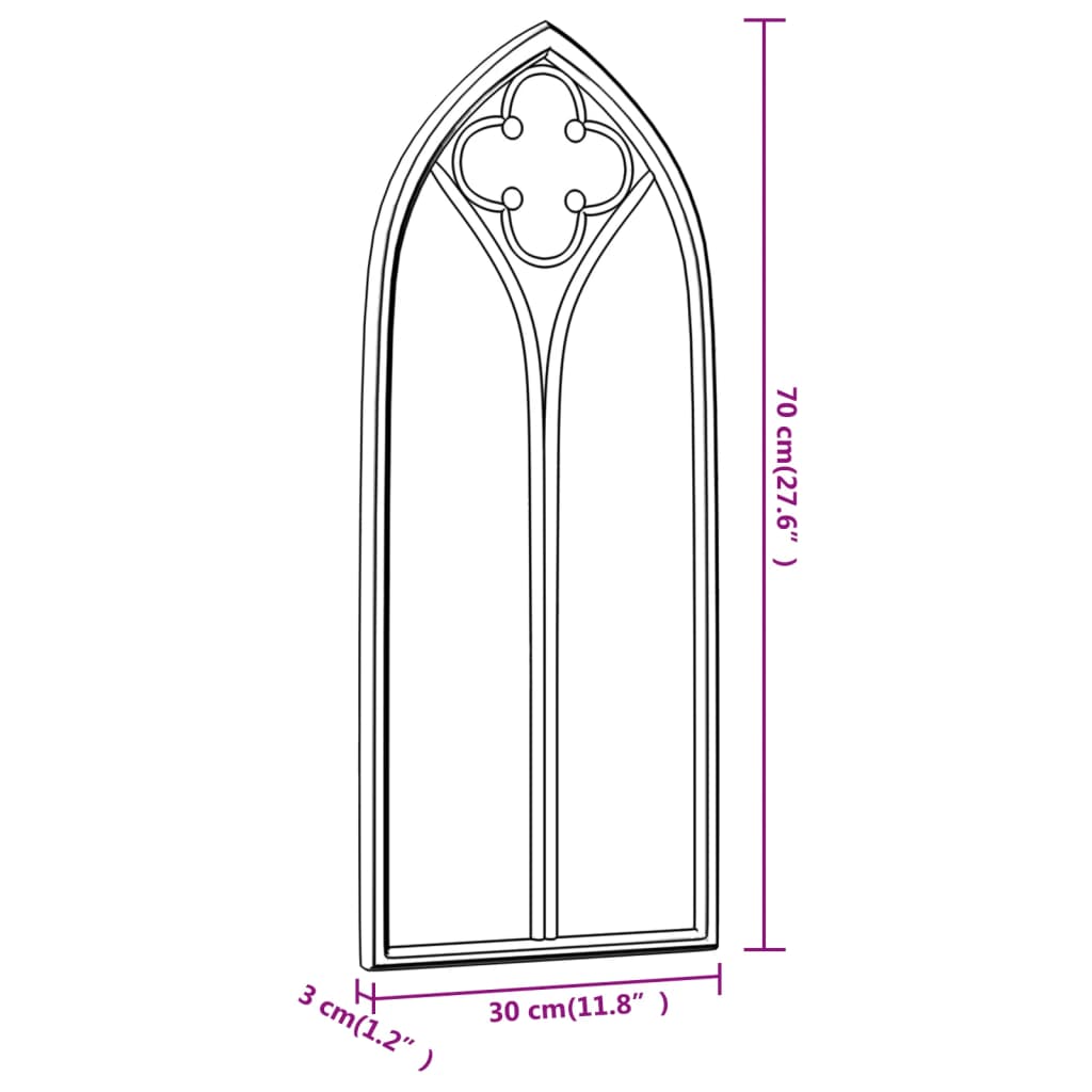 vidaXL Espelho de jardim p/ uso exterior ferro 70x30 cm preto