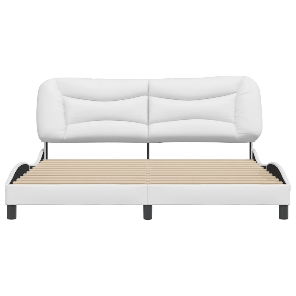 vidaXL Estrutura cama c/ cabeceira 180x200 cm couro artificial branco