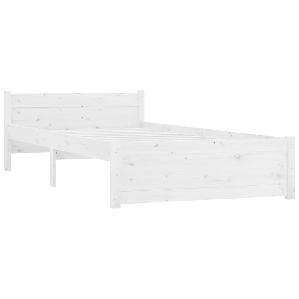 vidaXL Estrutura de cama solteiro 90x190 cm madeira maciça branco