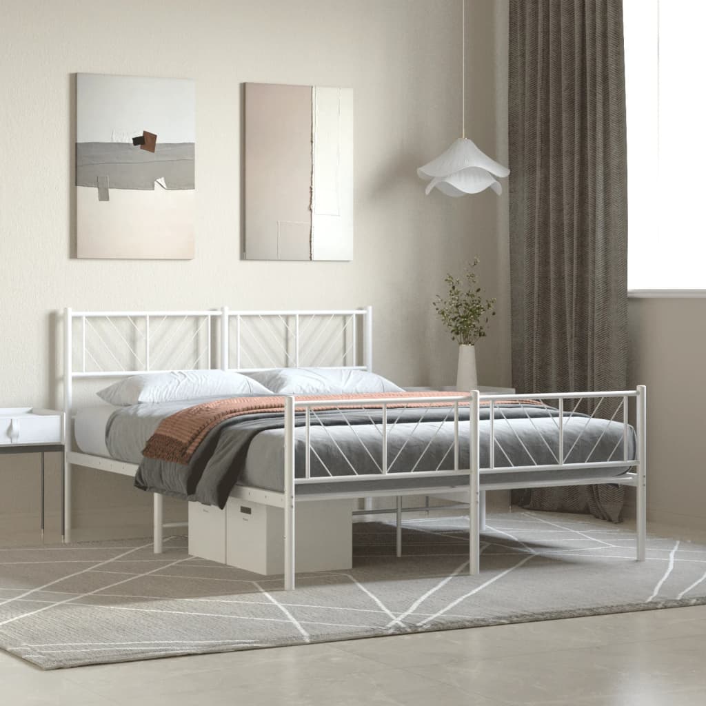 vidaXL Estrutura de cama com cabeceira e pés 120x200 cm metal branco