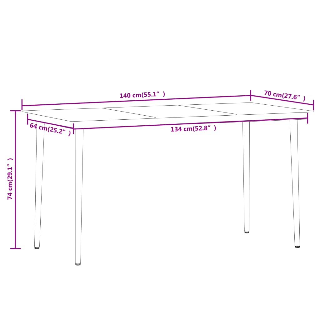 vidaXL 5 pcs Conjunto de jantar para jardim preto