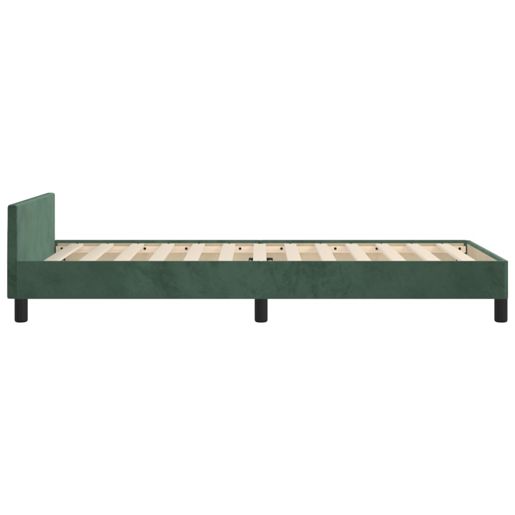 vidaXL Estrutura de cama c/ cabeceira 90x190 cm veludo verde-escuro