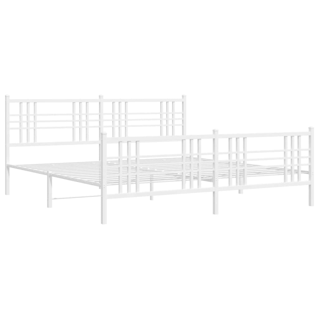 vidaXL Estrutura de cama com cabeceira e pés 193x203 cm metal branco