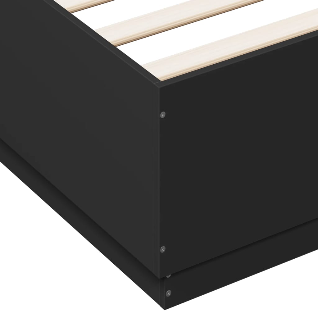 vidaXL Estrutura cama c/ luzes LED 200x200cm derivados madeira preto