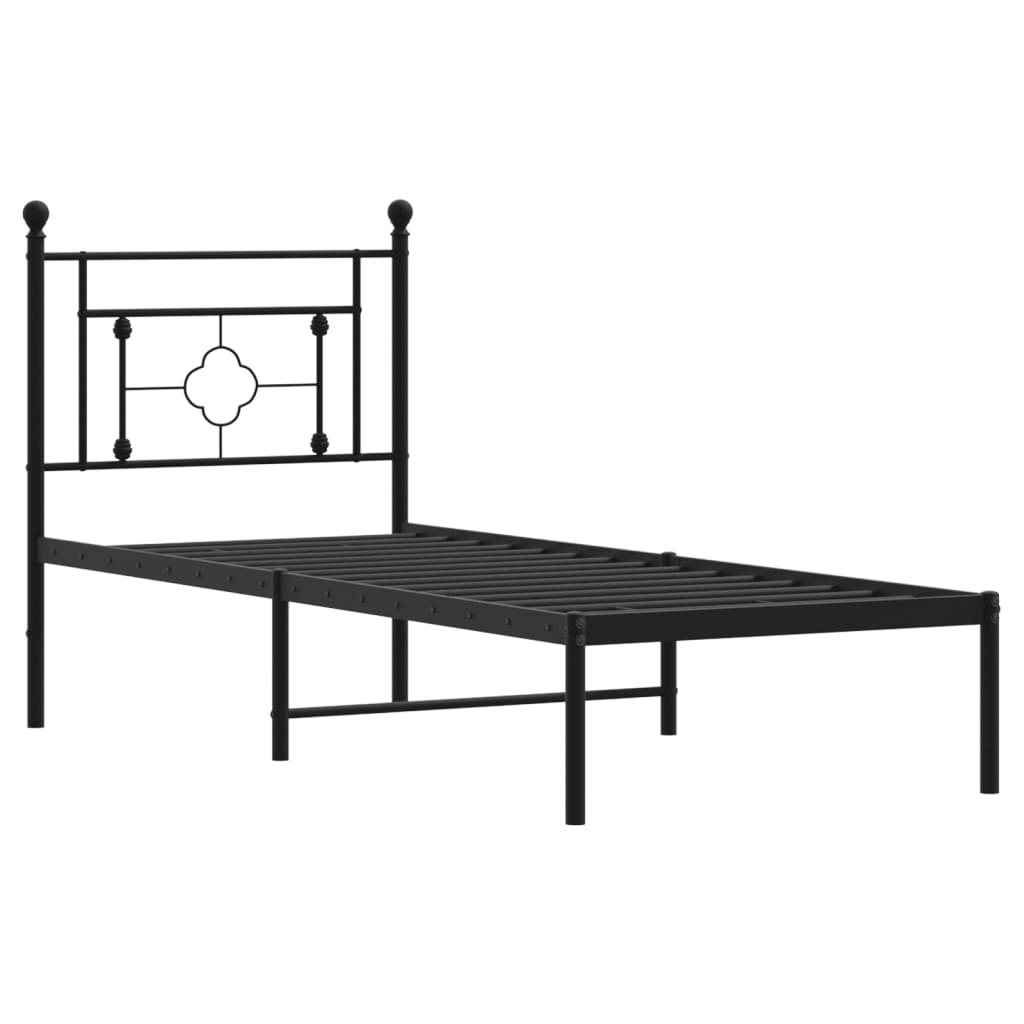 vidaXL Estrutura de cama com cabeceira 80x200 cm metal preto