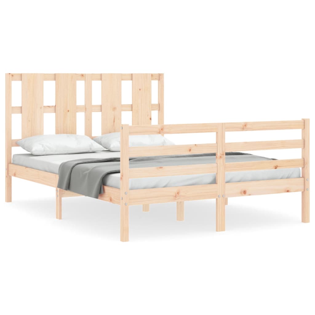 vidaXL Estrutura de cama com cabeceira 140x190 cm madeira maciça