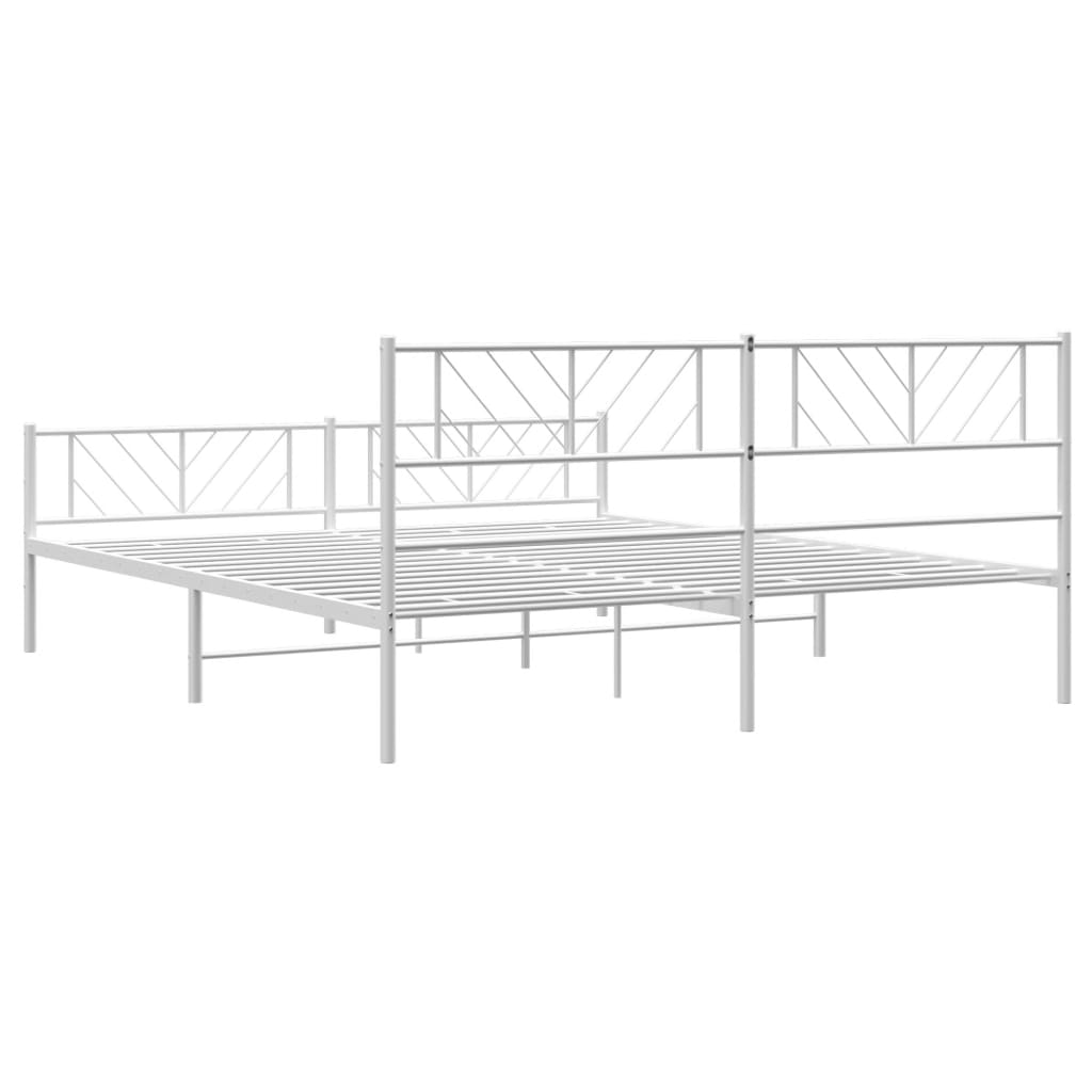 vidaXL Estrutura de cama com cabeceira e pés 183x213 cm metal branco