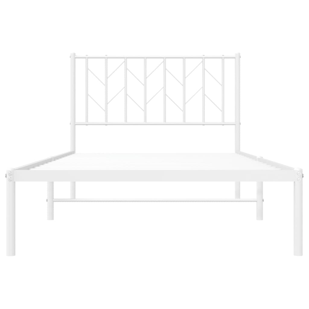 vidaXL Estrutura de cama com cabeceira 100x200 cm metal branco