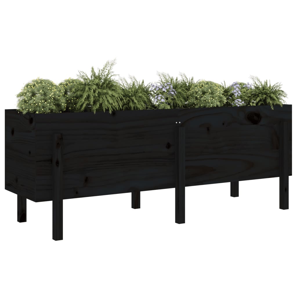 vidaXL Canteiro elevado de jardim 160x50x57 cm pinho maciço preto