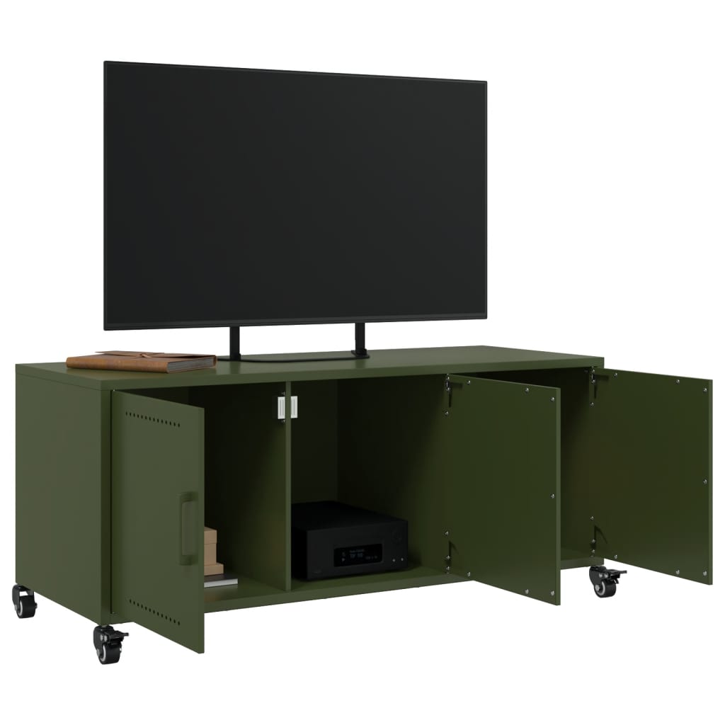 vidaXL Móvel de TV 100,5x39x43,5 cm aço verde-azeitona