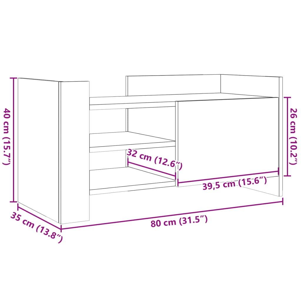 vidaXL Móvel de TV 80x35x40 cm derivados de madeira carvalho sonoma